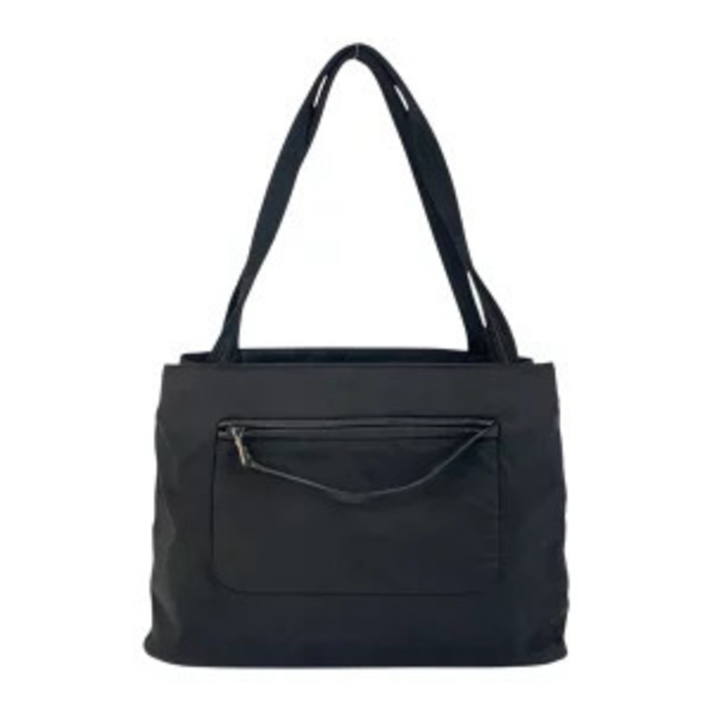Prada Bag Shoulder Tote Plate Triangle Tessuto Black